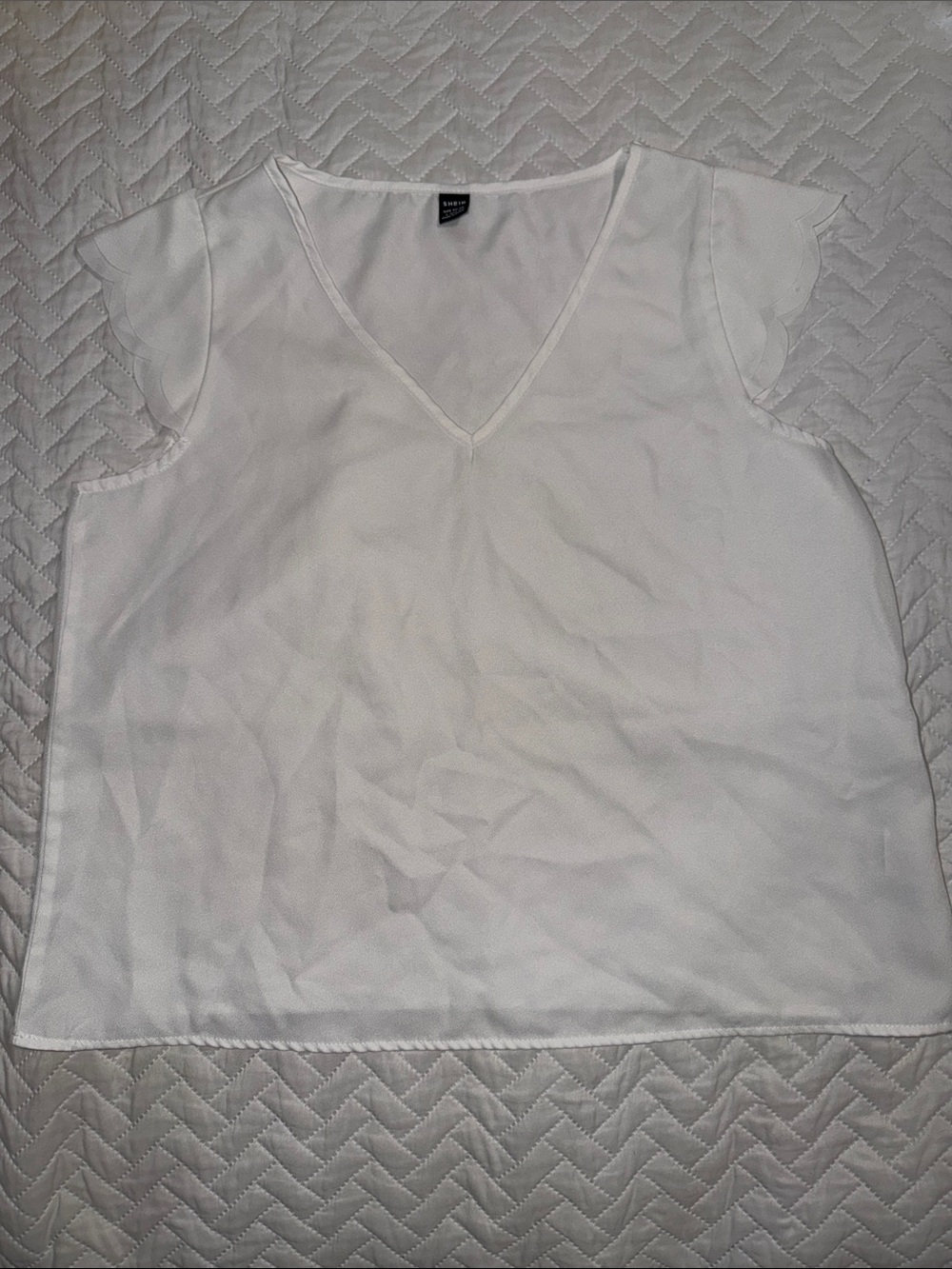SHEIN White V-Neck Flutter Sleeve Camisole